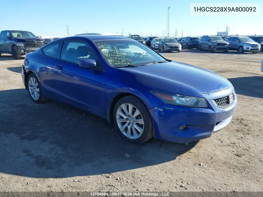 HONDA ACCORD 2009, VIN 1HGCS228X9A800092