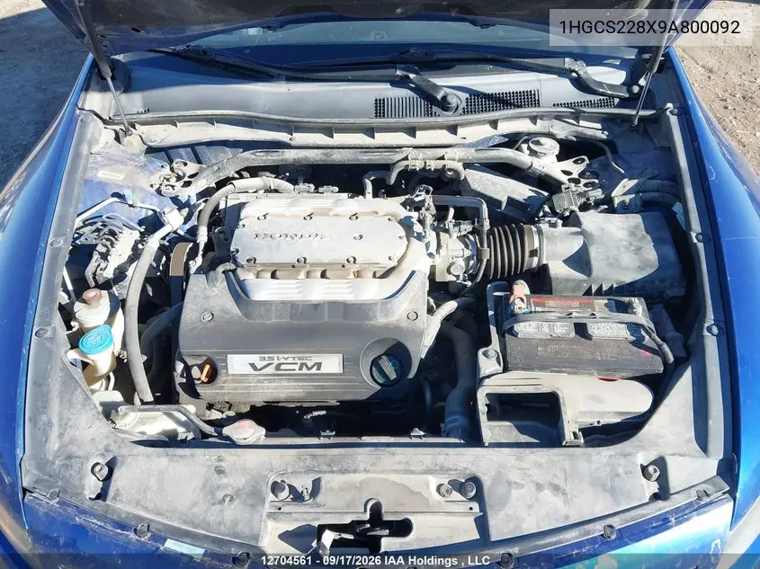 2009 HONDA ACCORD VIN 1HGCS228X9A800092 — фото 10
