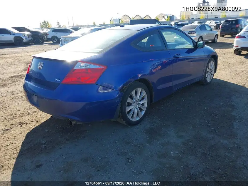 2009 HONDA ACCORD VIN 1HGCS228X9A800092 — фото 4