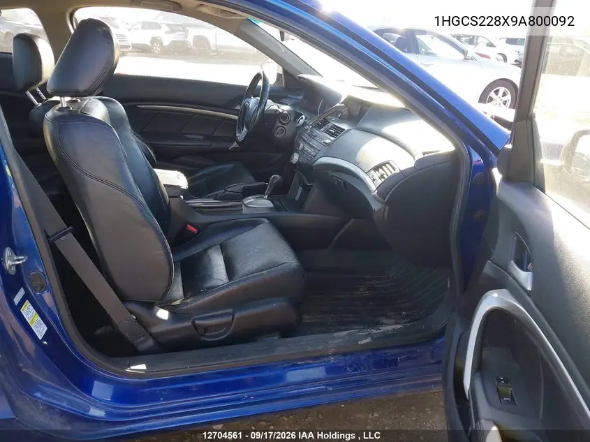 2009 HONDA ACCORD VIN 1HGCS228X9A800092 — фото 5
