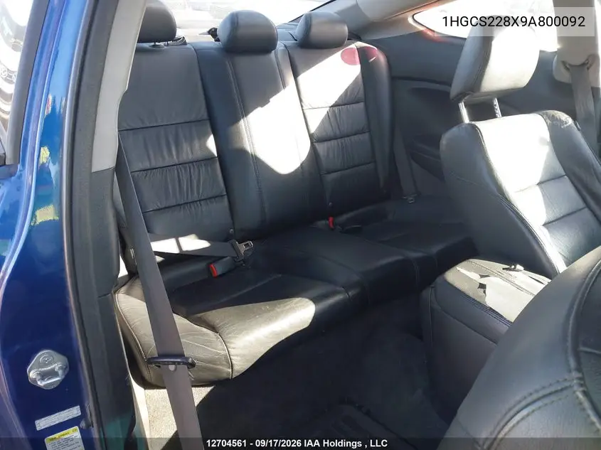 2009 HONDA ACCORD VIN 1HGCS228X9A800092 — фото 8