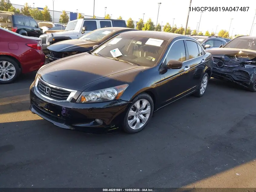 2009 HONDA ACCORD VIN 1HGCP36819A047487 — фото 2