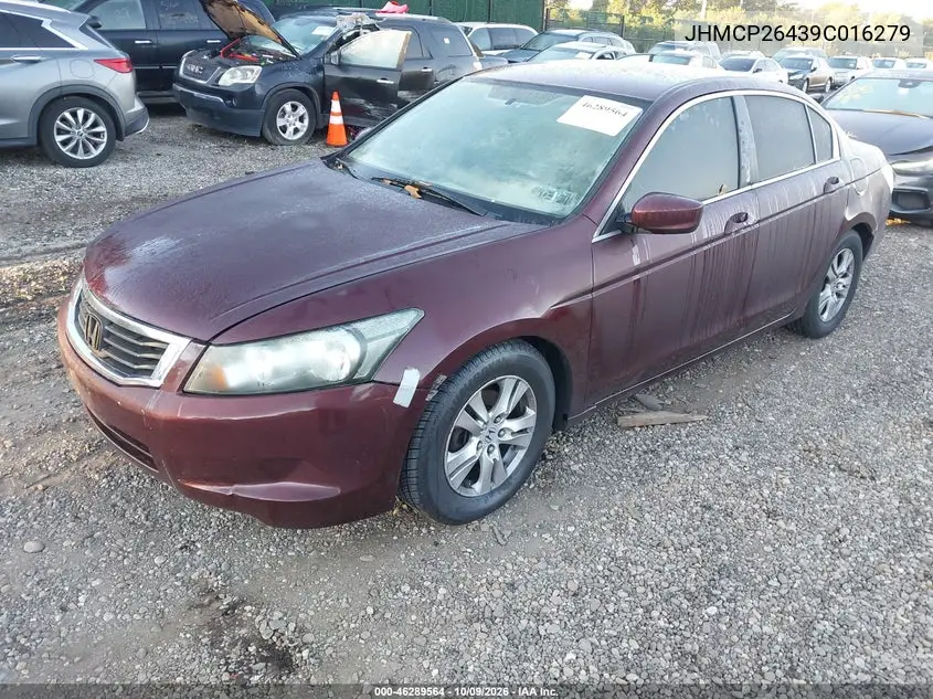 2009 HONDA ACCORD VIN JHMCP26439C016279 — фото 2