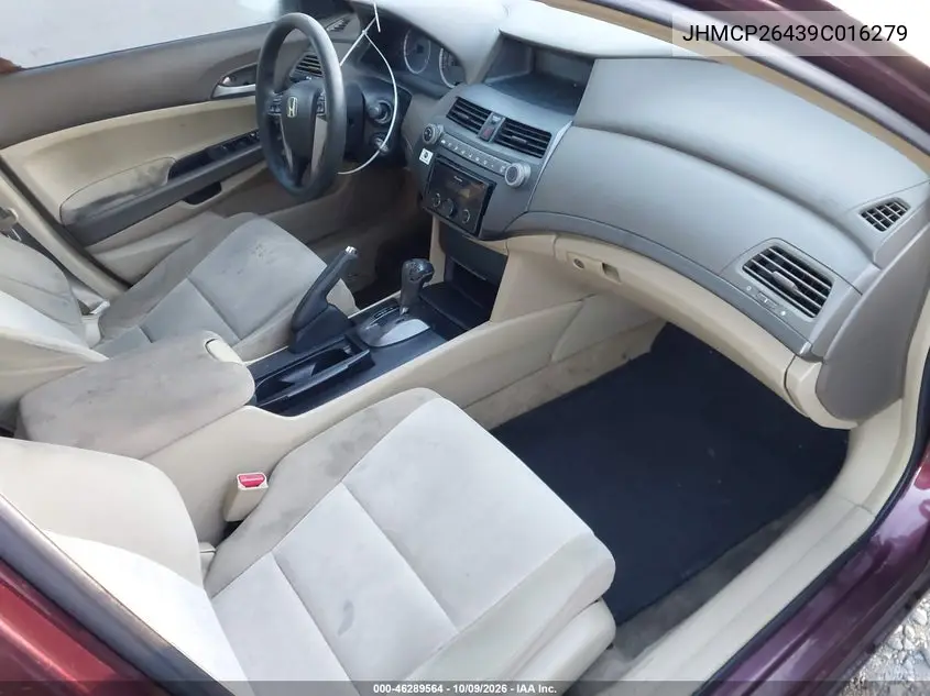 2009 HONDA ACCORD VIN JHMCP26439C016279 — фото 5