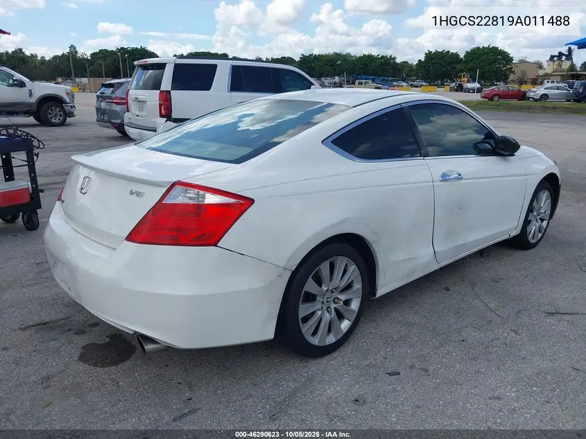 2009 HONDA ACCORD VIN 1HGCS22819A011488 — фото 4