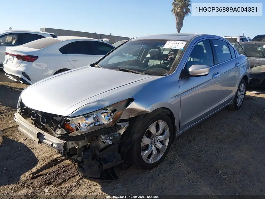 2009 HONDA ACCORD VIN 1HGCP36889A004331 — фото 2