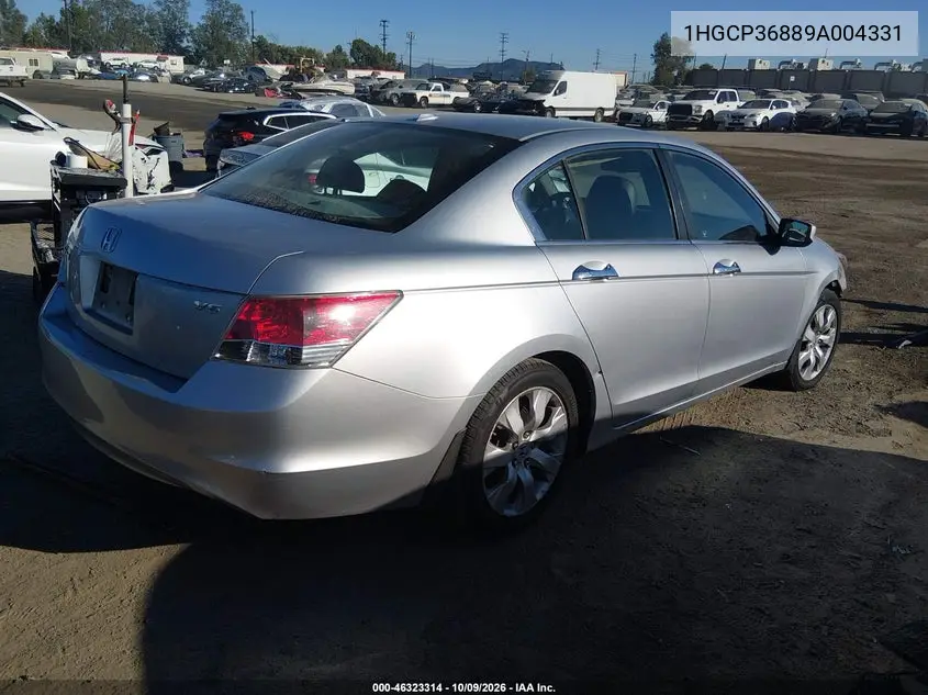 2009 HONDA ACCORD VIN 1HGCP36889A004331 — фото 4
