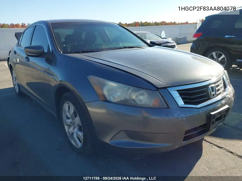 HONDA ACCORD 2010, VIN 1HGCP2F83AA804078