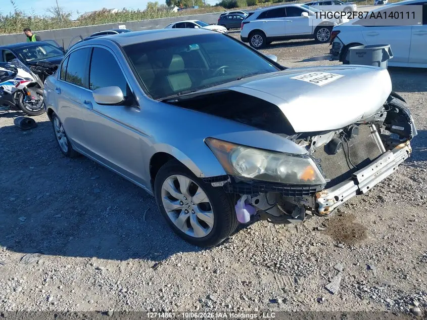 HONDA ACCORD 2010, VIN 1HGCP2F87AA140111
