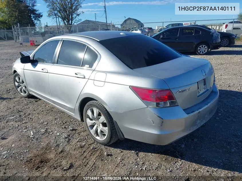 2010 HONDA ACCORD VIN 1HGCP2F87AA140111 — фото 3