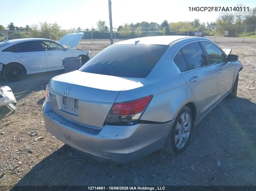 2010 HONDA ACCORD VIN 1HGCP2F87AA140111 — фото 4