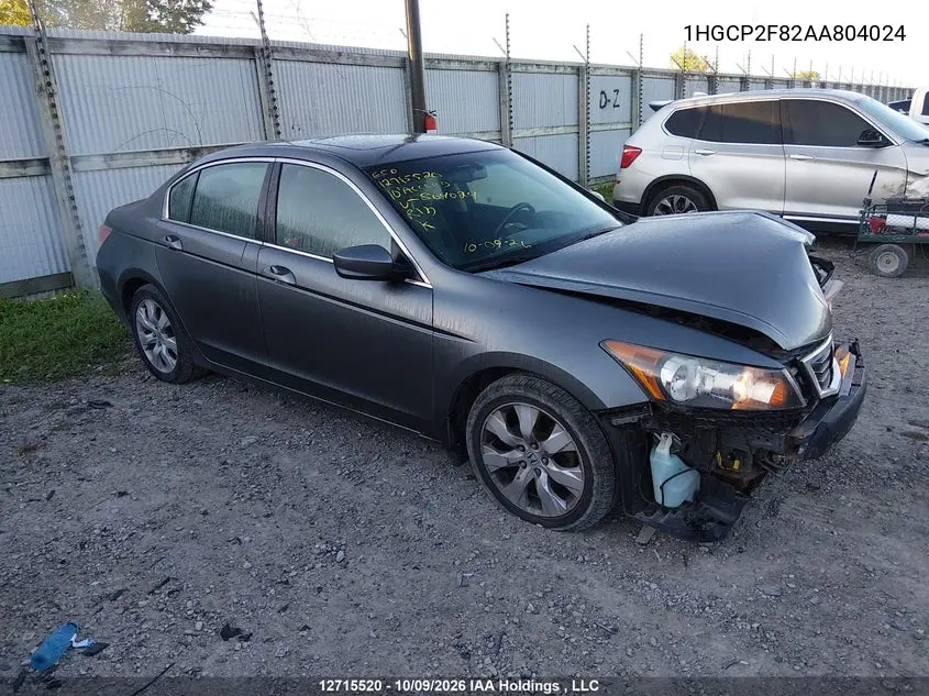 HONDA ACCORD 2010, VIN 1HGCP2F82AA804024