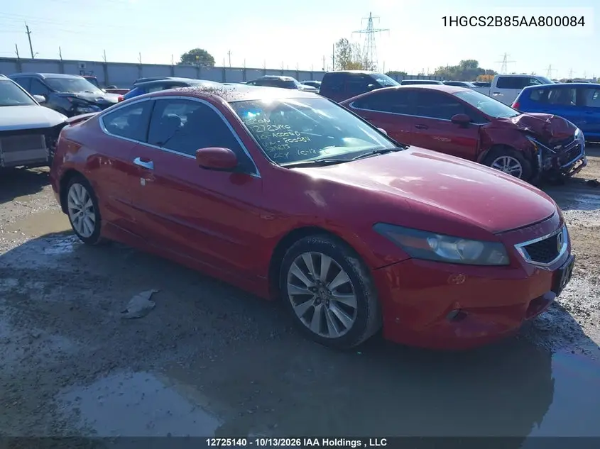 HONDA ACCORD 2010, VIN 1HGCS2B85AA800084