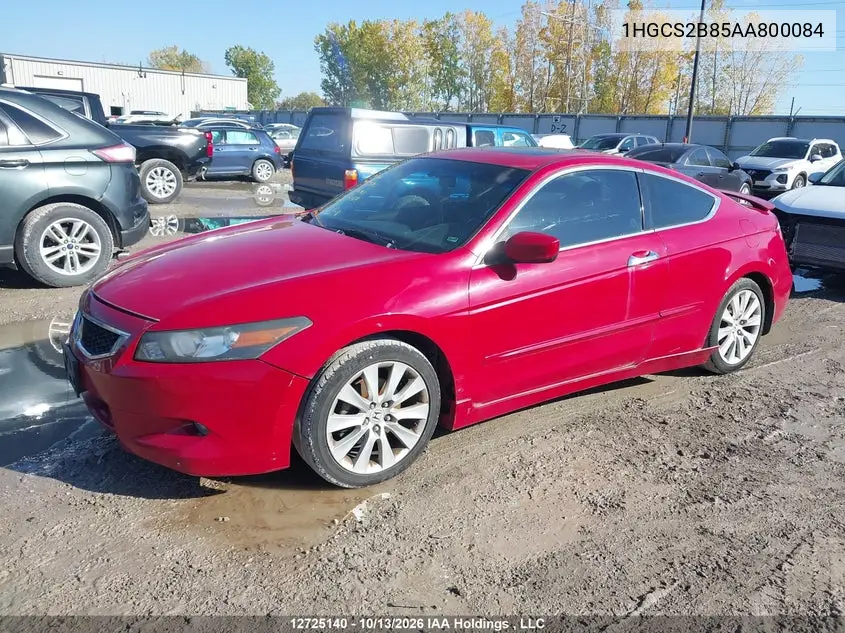 2010 HONDA ACCORD VIN 1HGCS2B85AA800084 — фото 2