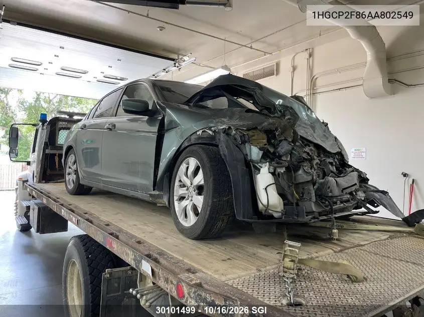 HONDA ACCORD 2010, VIN 1HGCP2F86AA802549