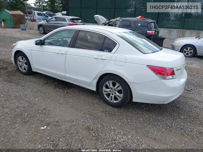 2010 HONDA ACCORD VIN 1HGCP2F43AA136215 — фото 3