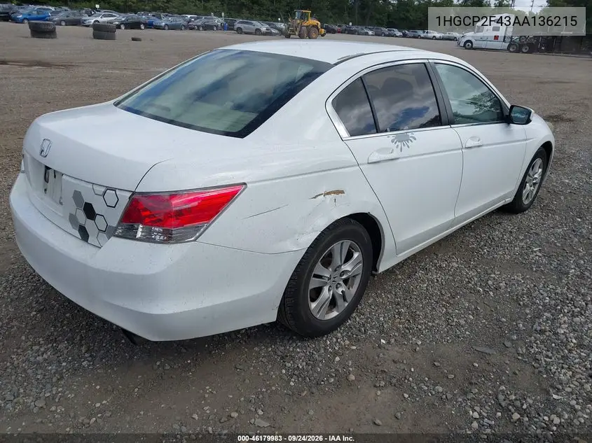 2010 HONDA ACCORD VIN 1HGCP2F43AA136215 — фото 4