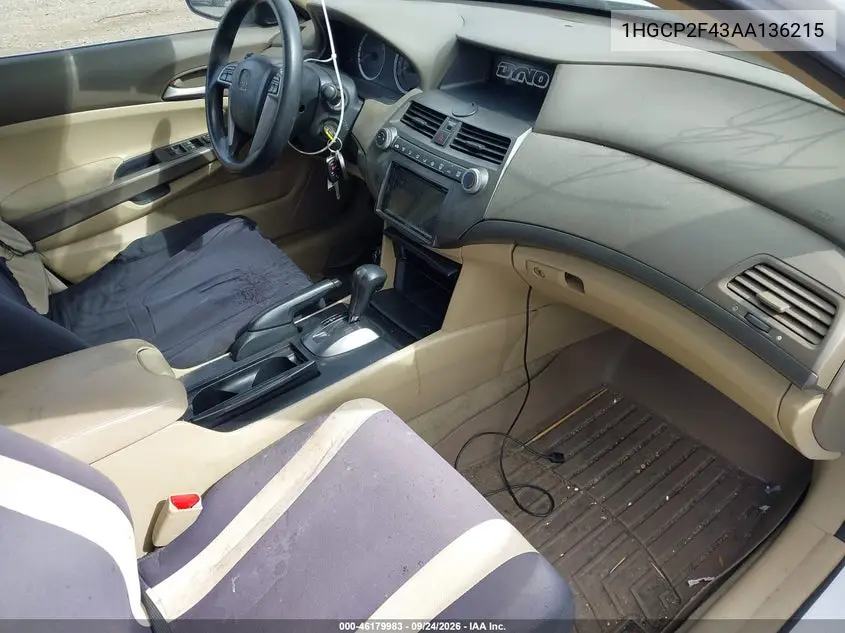 2010 HONDA ACCORD VIN 1HGCP2F43AA136215 — фото 5
