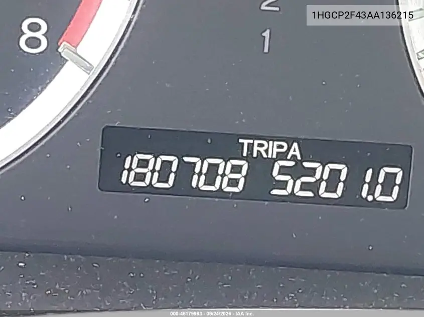 2010 HONDA ACCORD VIN 1HGCP2F43AA136215 — фото 7