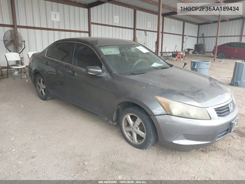 HONDA ACCORD 2010, VIN 1HGCP2F36AA189434