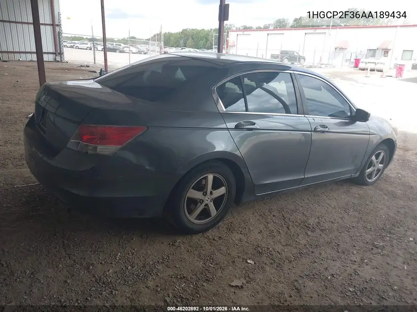 2010 HONDA ACCORD VIN 1HGCP2F36AA189434 — фото 4