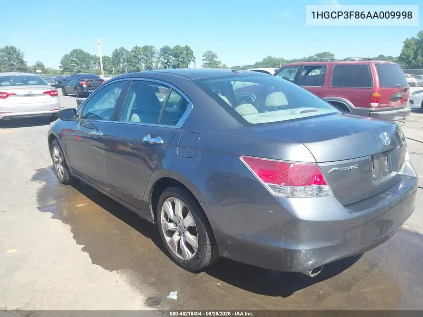 2010 HONDA ACCORD VIN 1HGCP3F86AA009998 — фото 3