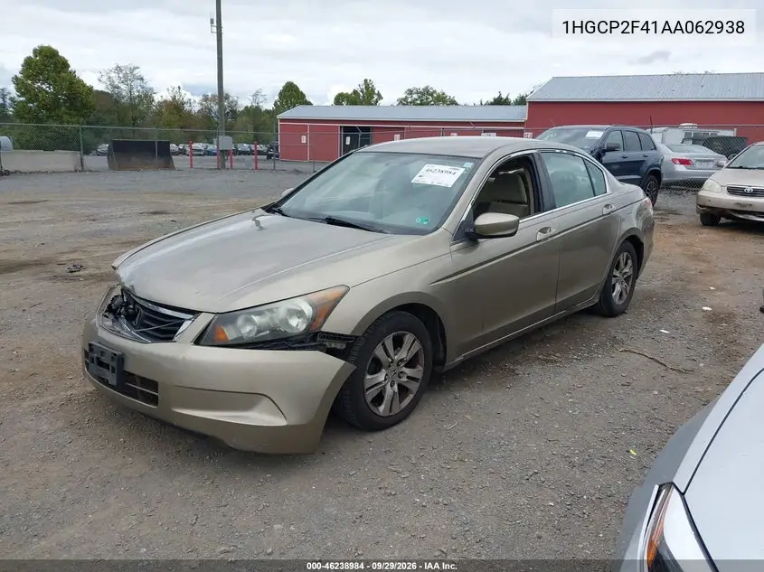 2010 HONDA ACCORD VIN 1HGCP2F41AA062938 — фото 2