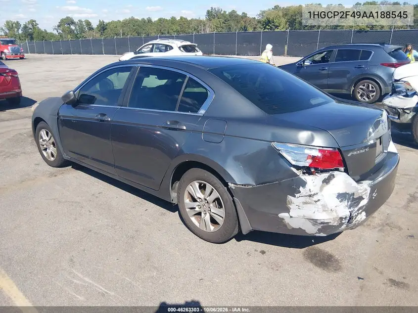 2010 HONDA ACCORD VIN 1HGCP2F49AA188545 — фото 3