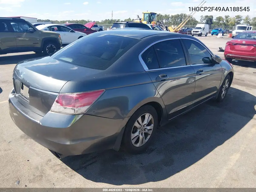 2010 HONDA ACCORD VIN 1HGCP2F49AA188545 — фото 4