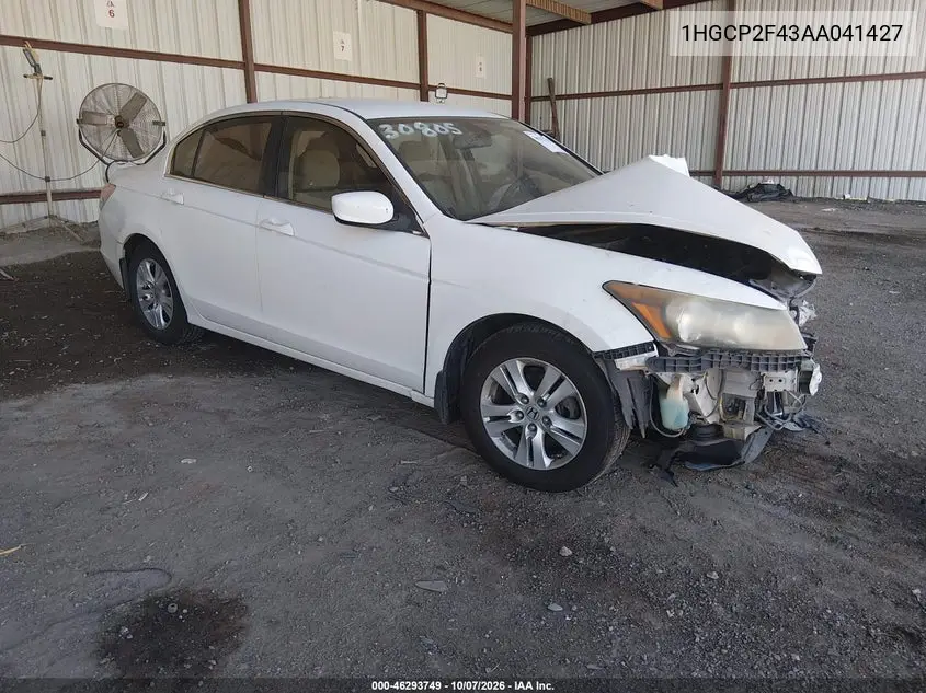 HONDA ACCORD 2010, VIN 1HGCP2F43AA041427