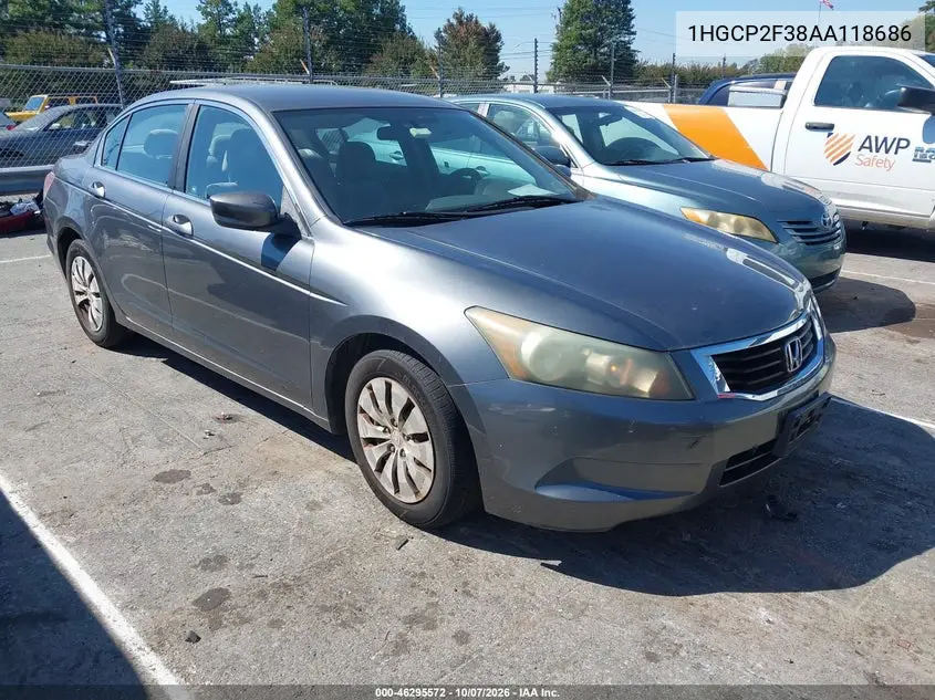 HONDA ACCORD 2010, VIN 1HGCP2F38AA118686