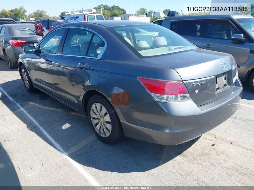 2010 HONDA ACCORD VIN 1HGCP2F38AA118686 — фото 3