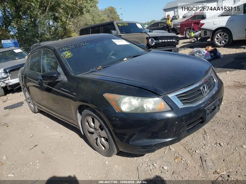 HONDA ACCORD 2010, VIN 1HGCP2F74AA153115