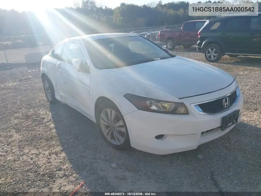 HONDA ACCORD 2010, VIN 1HGCS1B85AA000542