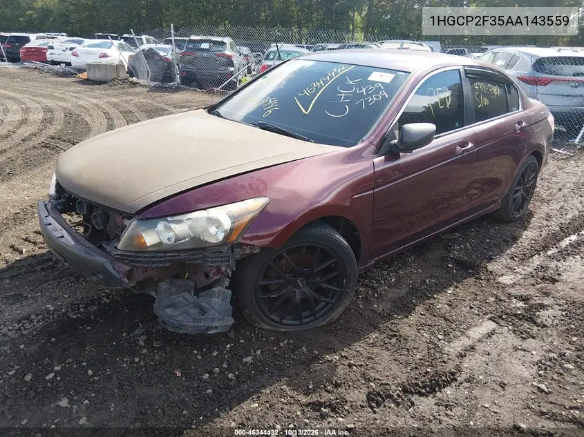 2010 HONDA ACCORD VIN 1HGCP2F35AA143559 — фото 2