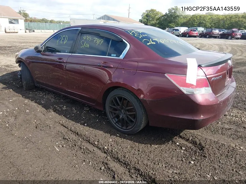 2010 HONDA ACCORD VIN 1HGCP2F35AA143559 — фото 3