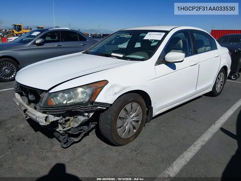 2010 HONDA ACCORD VIN 1HGCP2F31AA033530 — фото 2