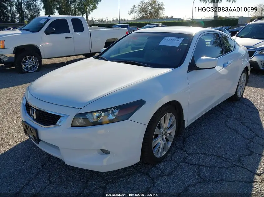 2010 HONDA ACCORD VIN 1HGCS2B83AA010699 — фото 2
