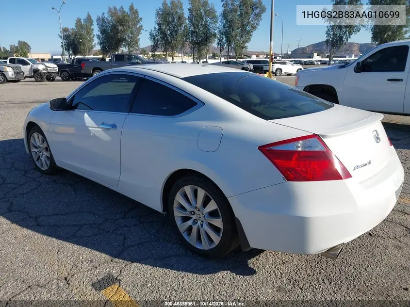 2010 HONDA ACCORD VIN 1HGCS2B83AA010699 — фото 3