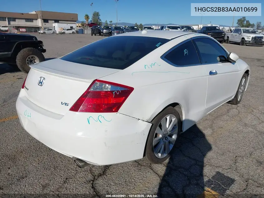 2010 HONDA ACCORD VIN 1HGCS2B83AA010699 — фото 4