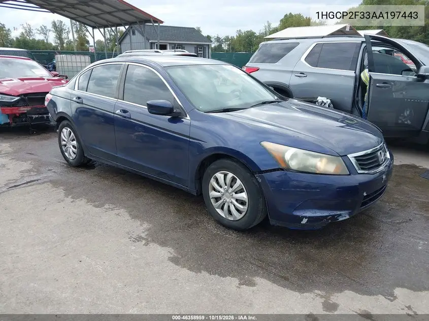 HONDA ACCORD 2010, VIN 1HGCP2F33AA197443
