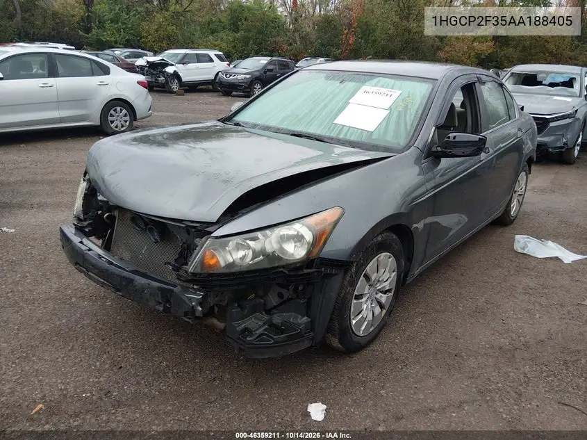 2010 HONDA ACCORD VIN 1HGCP2F35AA188405 — фото 2
