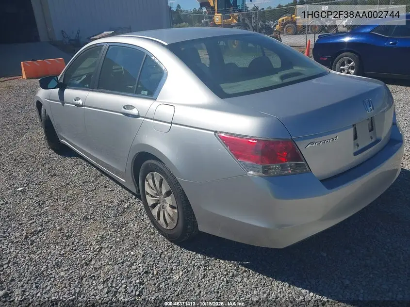 2010 HONDA ACCORD VIN 1HGCP2F38AA002744 — фото 3