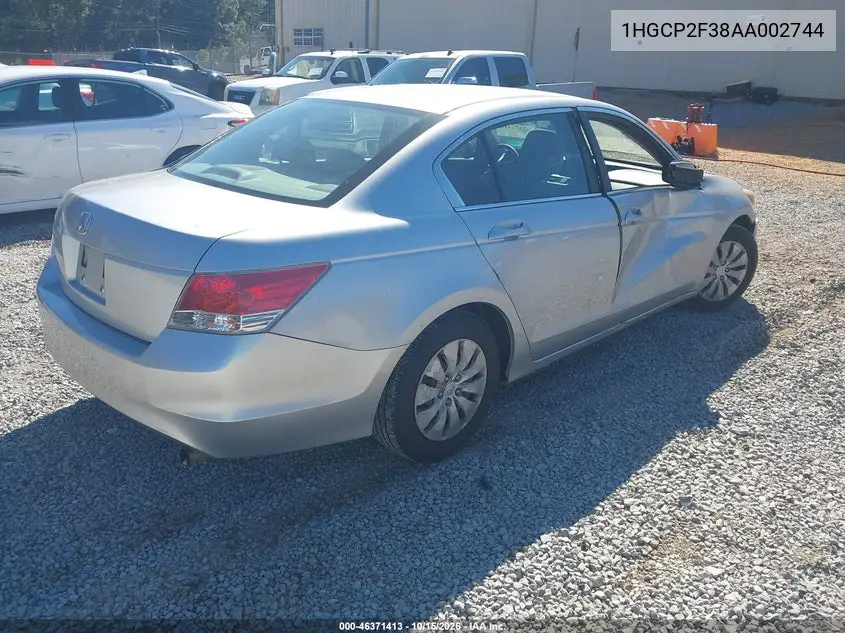 2010 HONDA ACCORD VIN 1HGCP2F38AA002744 — фото 4