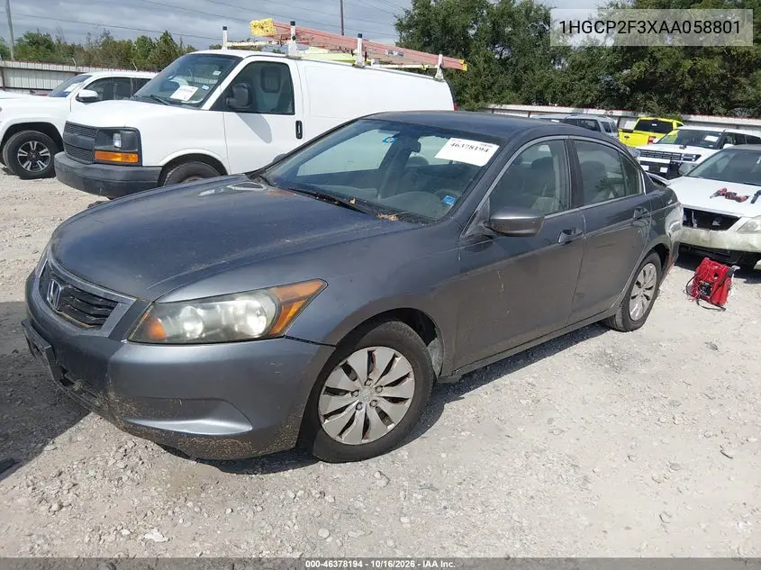 2010 HONDA ACCORD VIN 1HGCP2F3XAA058801 — фото 2