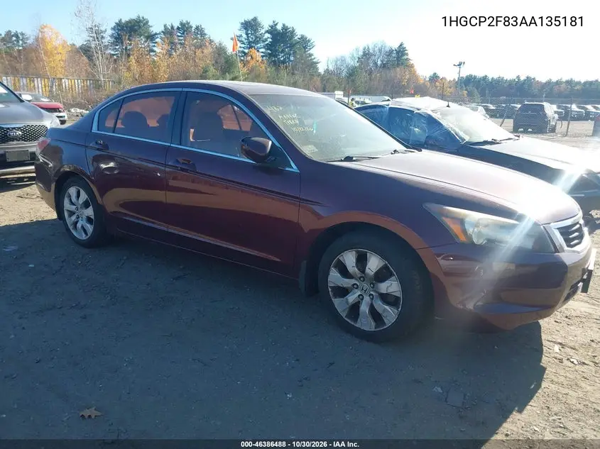 HONDA ACCORD 2010, VIN 1HGCP2F83AA135181