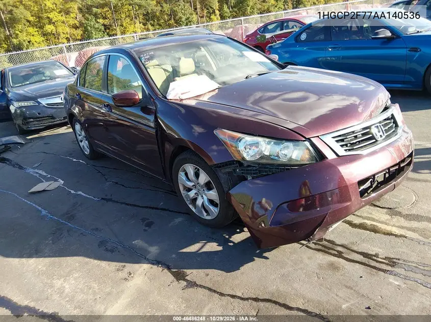 HONDA ACCORD 2010, VIN 1HGCP2F77AA140536