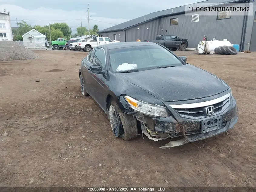 HONDA ACCORD 2011, VIN 1HGCS1A83BA800842