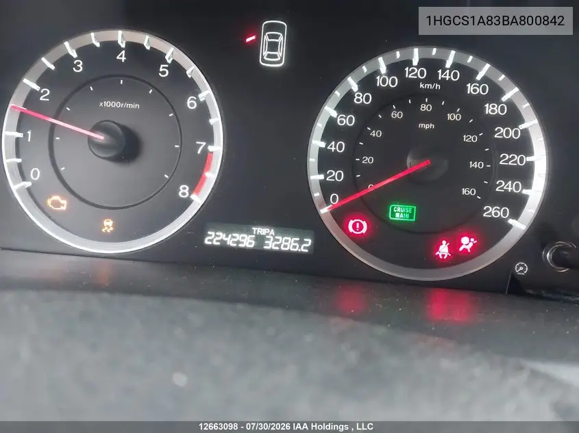 2011 HONDA ACCORD VIN 1HGCS1A83BA800842 — фото 15