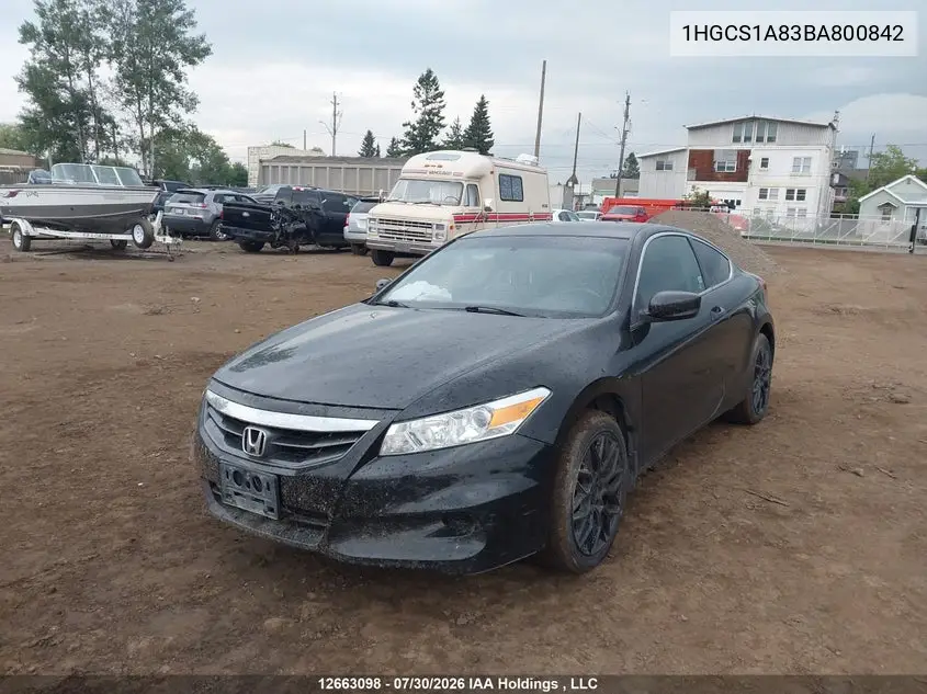 2011 HONDA ACCORD VIN 1HGCS1A83BA800842 — фото 2